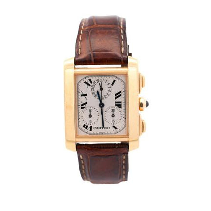 Cartier 18k Gold Tank Francaise Chronograph XL Watch-Time and Carat