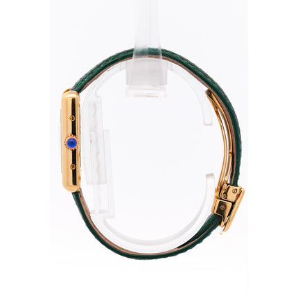 Cartier Must de Tank ref. 2415 Watch On Green/Black Leather With Box & Papers