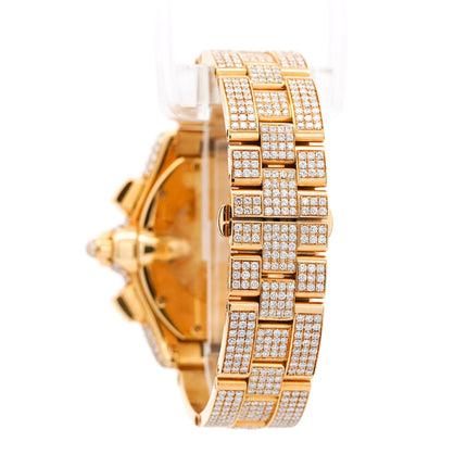 Cartier Roadster XL Chronograph 2619 Diamond Set 18K Gold Watch-Time and Carat