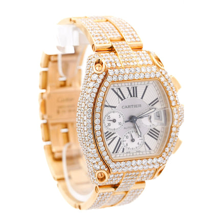 Cartier Roadster XL Chronograph 2619 Diamond Set 18K Gold Watch-Time and Carat