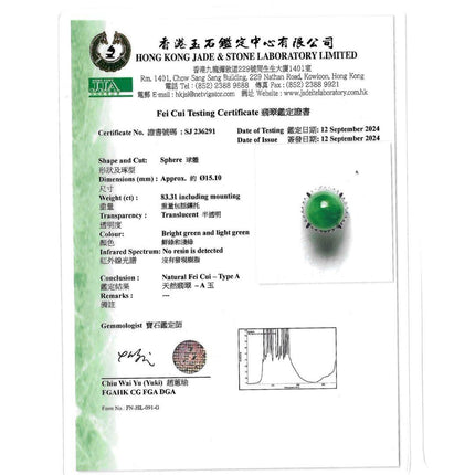 Certified 30 Carat Untreated Jadeite Jade & Diamond Platinum Ring