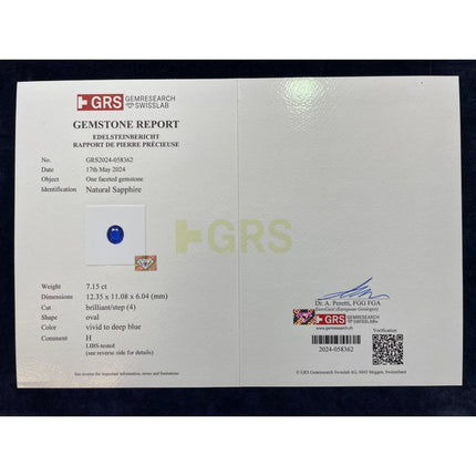 Certified 7.15 Carat Vivid Blue Sapphire & Diamond Sunburst Vintage French Ring