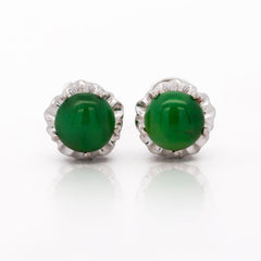 Certified Jadeite Jade A Platinum Stud Earrings