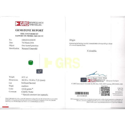 Colombian Emerald Cushion Cut Diamond Ring Drop Earrings Set-Time and Carat