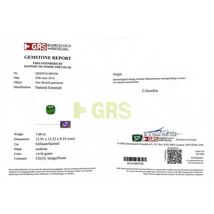 Colombian Emerald Cushion Cut Diamond Ring Drop Earrings Set-Time and Carat