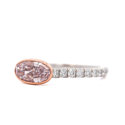 1.10ct Fancy Light Pink Oval Diamond East-West Pavé Ring | GIA