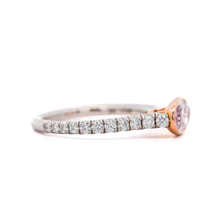 1.10ct Fancy Light Pink Oval Diamond East-West Pavé Ring | GIA