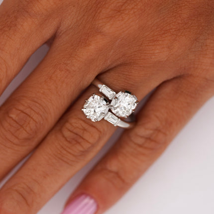 2.18ctw Cushion Diamond Toi et Moi Bypass Ring Platinum | GIA