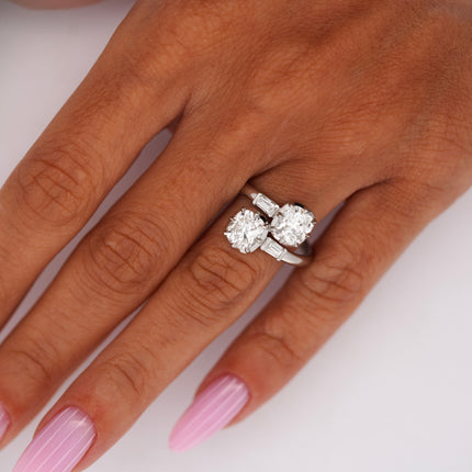 2.18ctw Cushion Diamond Toi et Moi Bypass Ring Platinum | GIA