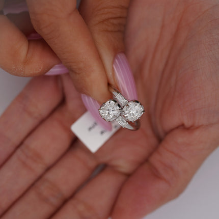 2.18ctw Cushion Diamond Toi et Moi Bypass Ring Platinum | GIA