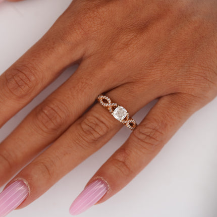 1.06ctw Cushion Diamond Twisted Shank Ring 14K Rose Gold | GIA