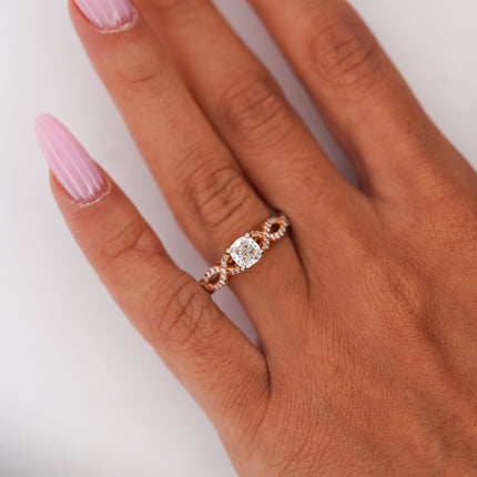 1.06ctw Cushion Diamond Twisted Shank Ring 14K Rose Gold | GIA