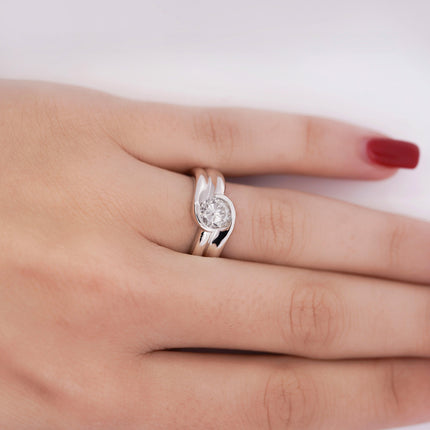 EGL Certified 1.01 Carat Round F-G/SI3 Diamond Platinum Bypass Engagement Ring