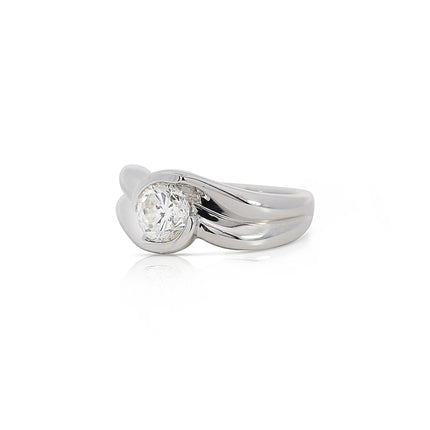 EGL Certified 1.01 Carat Round F-G/SI3 Diamond Platinum Bypass Engagement Ring
