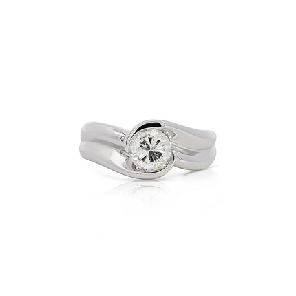 EGL Certified 1.01 Carat Round F-G/SI3 Diamond Platinum Bypass Engagement Ring