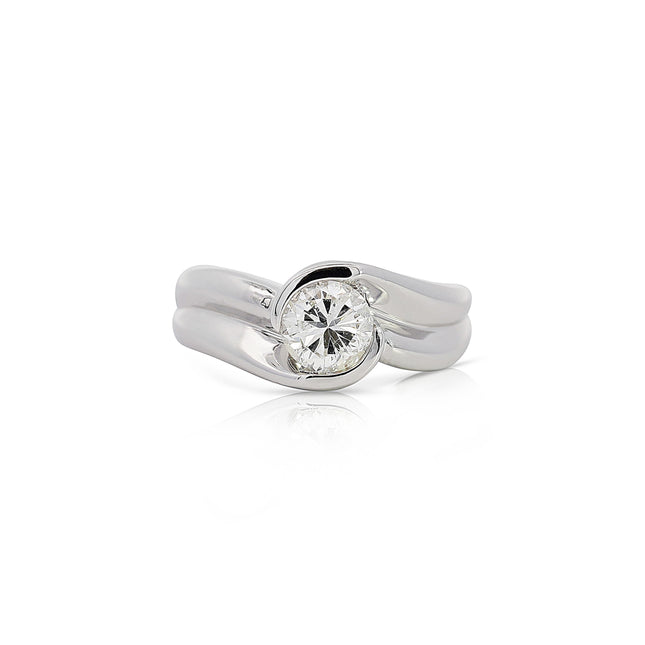 EGL Certified 1.01 Carat Round F-G/SI3 Diamond Platinum Bypass Engagement Ring