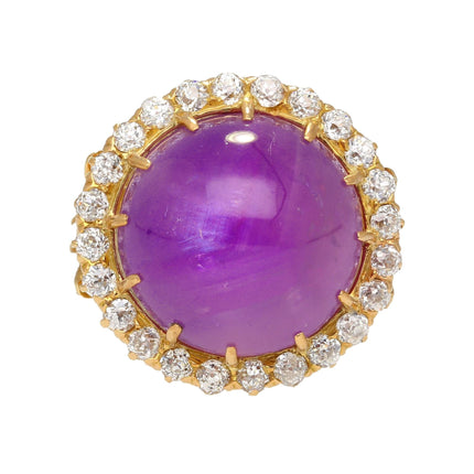 GIA Cert. 14.56 Carat Purple Star Sapphire No Heat Sri Lanka Sunburst Ring