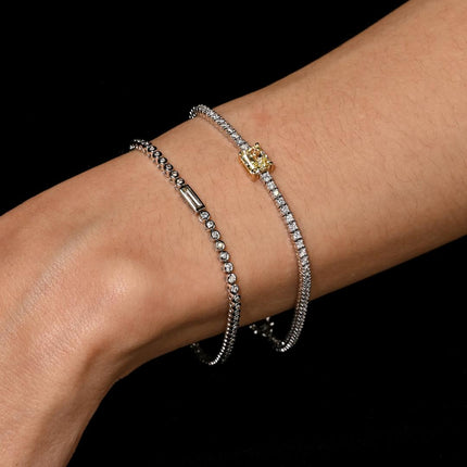 GIA Cert. 2.65 Carat Yellow Diamond Center 18K Tennis Bracelet-Time and Carat