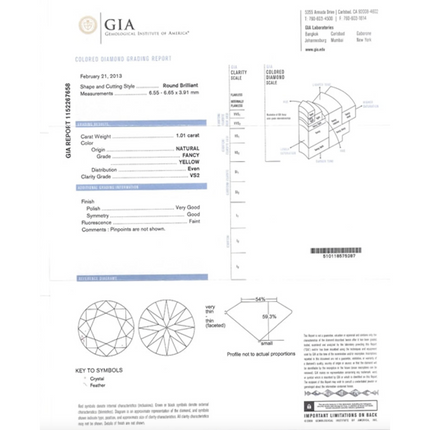 GIA Certified 1.01 Carat Round Cut Fancy Yellow Diamond Ring