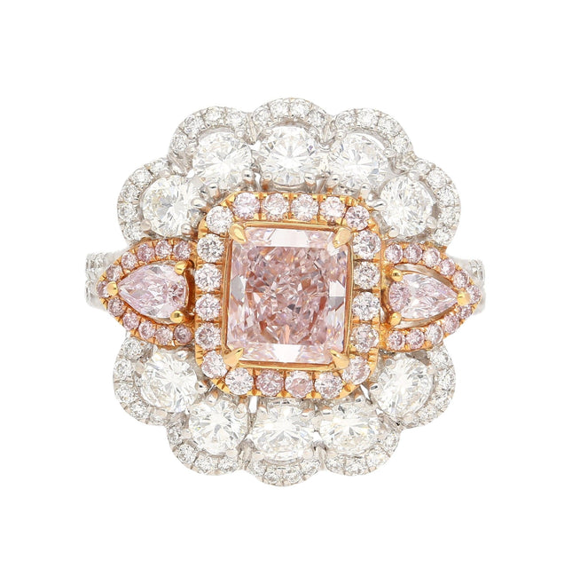 GIA Certified 1.07 Carat Fancy Light Purplish Pink Diamond Halo Cocktail Ring-Time and Carat