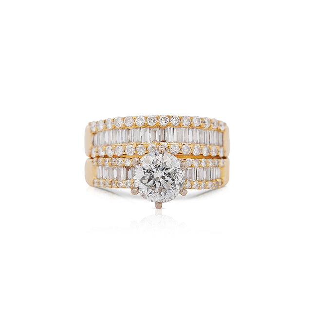 GIA Certified 1.5 Carat H/I2 Diamond 2 Piece Engagement & Wedding Ring Set