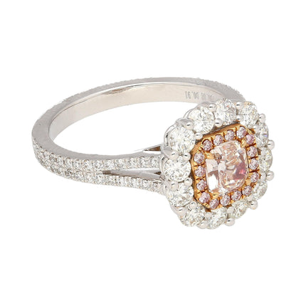 GIA Certified 1.51 CTTW Fancy Light Brown Pink Internally Flawless Diamond Ring