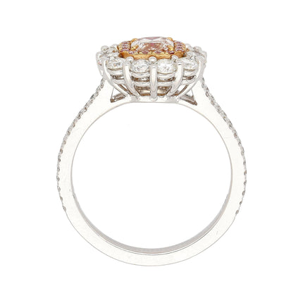 GIA Certified 1.51 CTTW Fancy Light Brown Pink Internally Flawless Diamond Ring