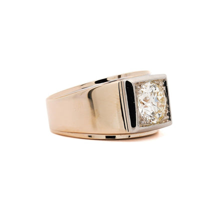 GIA Certified 2 Carat Diamond in 14K Gold Solitaire Men's Ring
