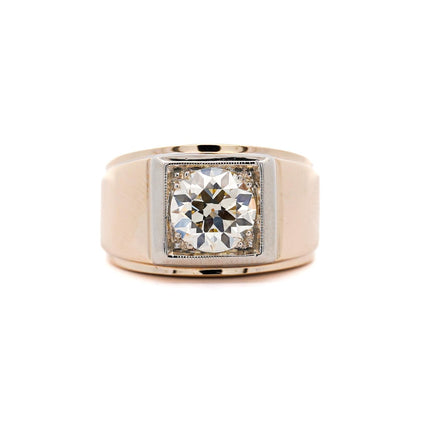 GIA Certified 2 Carat Diamond in 14K Gold Solitaire Men's Ring