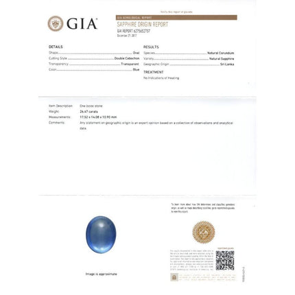 GIA Certified 26 Carat Sapphire Cabochon & Diamond Art Deco Dome 18K Ring