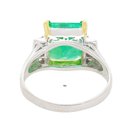 GIA Certified 2.91 Carat Colombian Emerald & Diamond Platinum Ring