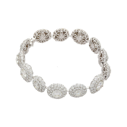 GIA Certified 30 Carat Round Diamond Circle Link Bracelet in 18K White Gold