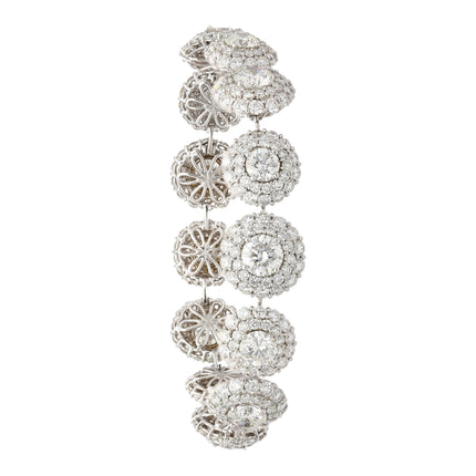 GIA Certified 30 Carat Round Diamond Circle Link Bracelet in 18K White Gold