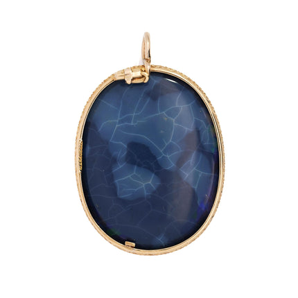 GIA Certified 35 Carat Marcus & Co Australian Black Opal in 18K Gold Pendant
