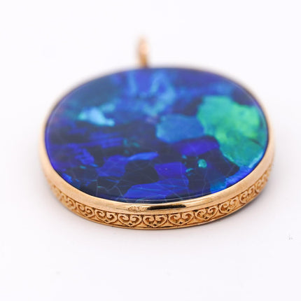 GIA Certified 35 Carat Marcus & Co Australian Black Opal in 18K Gold Pendant
