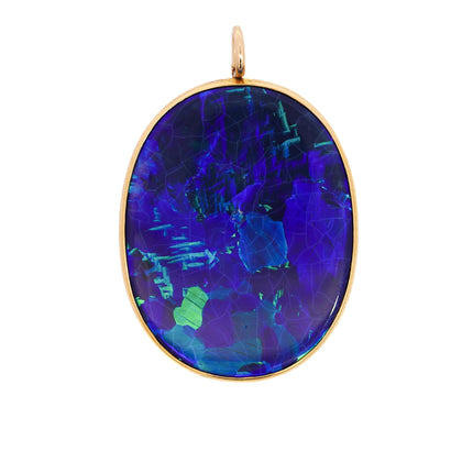 GIA Certified 35 Carat Marcus & Co Australian Black Opal in 18K Gold Pendant