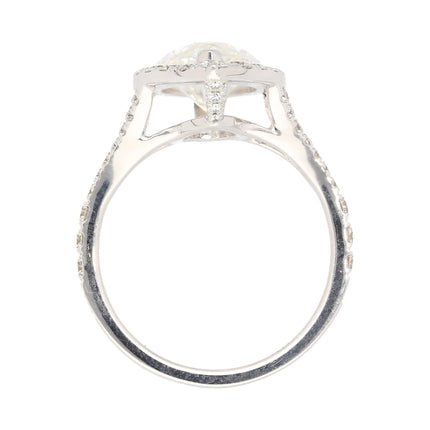 GIA Certified 3.22 Carat Marquise Cut G/VS1 Halo Engagement 18K Ring