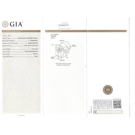 GIA Certified 3.96 Carat Round Fancy Brown To Yellow Diamond Drop Earrings