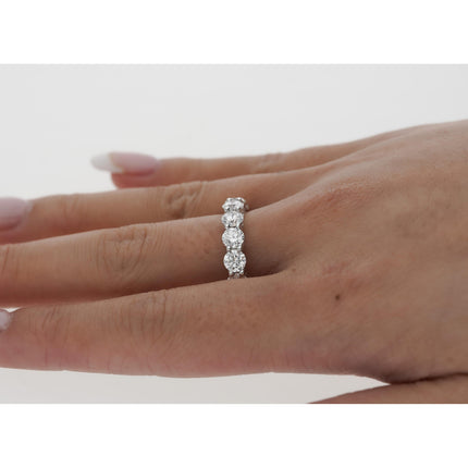 GIA Certified 5 Carat D/VS1 Diamond Wedding Eternity Band Ring in 18K White Gold