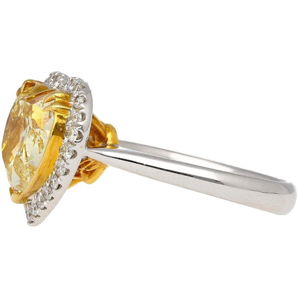 GIA Certified 5.03 Carat Fancy Yellow Heart-Shaped Diamond & Halo 18K Gold Ring