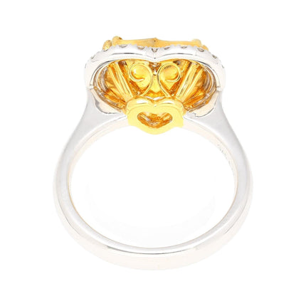 GIA Certified 5.03 Carat Fancy Yellow Heart-Shaped Diamond & Halo 18K Gold Ring
