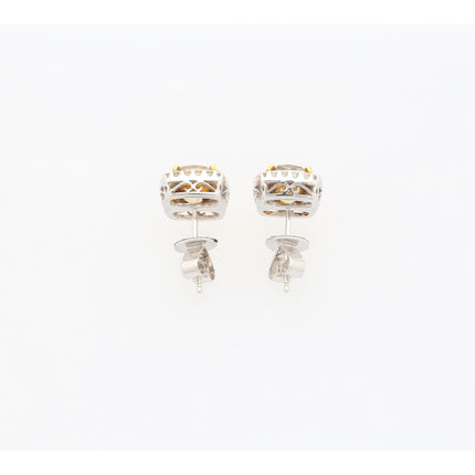 GIA Certified 5.12 Carat Fancy Brownish Greenish Yellow Diamond Stud Earrings