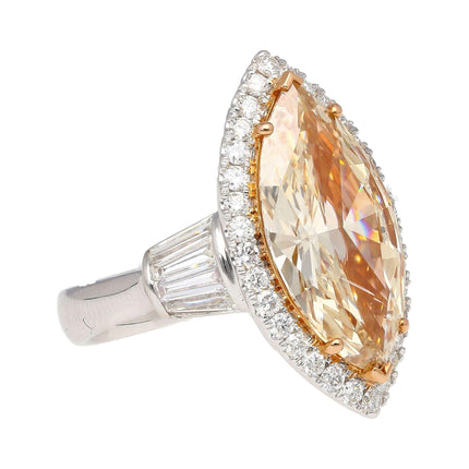 GIA Certified 5.69 Carat Fancy Light Brown-Yellow Marquise Diamond Ring