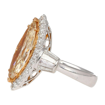 GIA Certified 5.69 Carat Fancy Light Brown-Yellow Marquise Diamond Ring