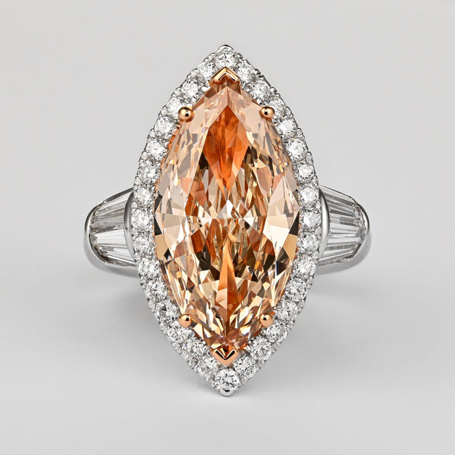 GIA Certified 5.69 Carat Fancy Light Brown-Yellow Marquise Diamond Ring