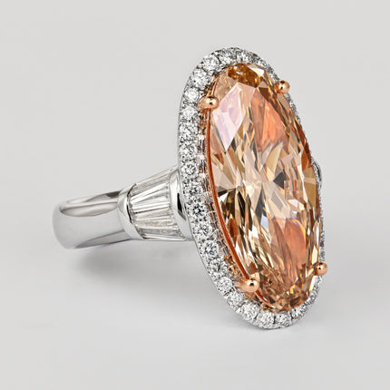 GIA Certified 6 Carat Fancy Light Yellow-Brown Diamond 18K White Gold Ring