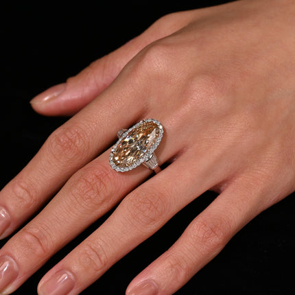 GIA Certified 6 Carat Fancy Light Yellow-Brown Diamond 18K White Gold Ring