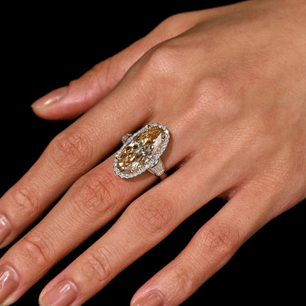 GIA Certified 6 Carat Fancy Light Yellow-Brown Diamond 18K White Gold Ring