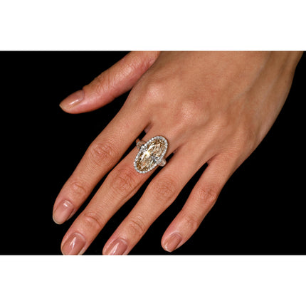 GIA Certified 6 Carat Fancy Light Yellow-Brown Diamond 18K White Gold Ring