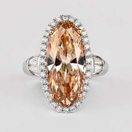 GIA Certified 6 Carat Fancy Light Yellow-Brown Diamond 18K White Gold Ring